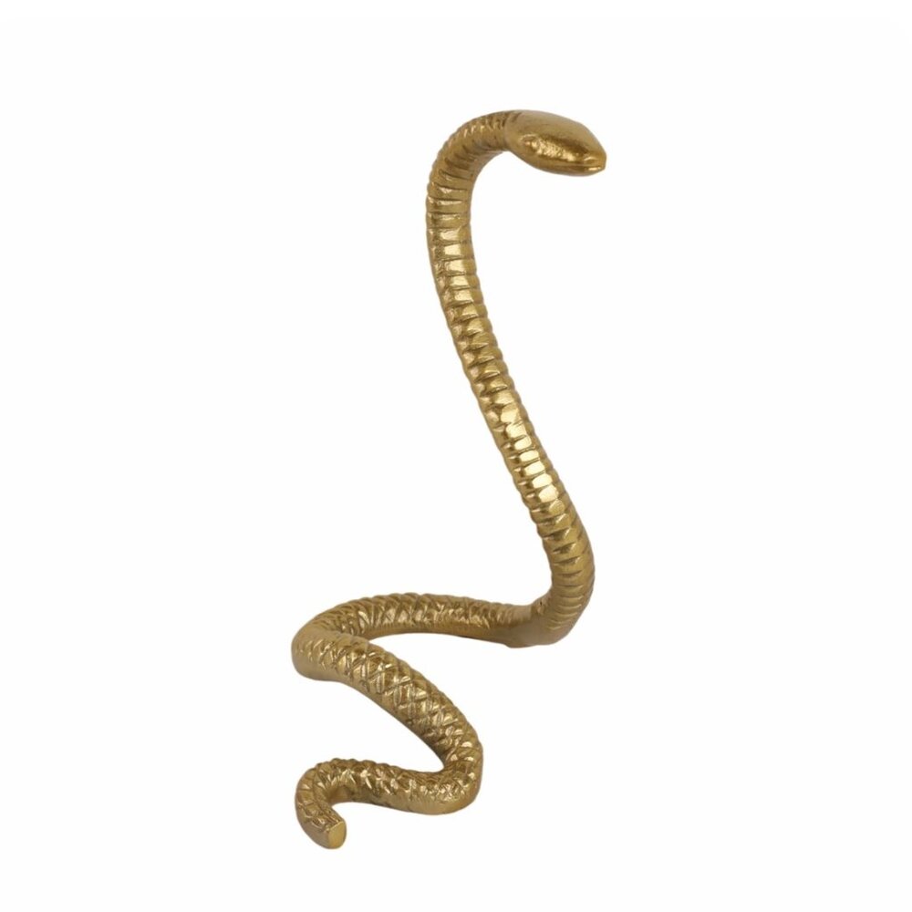 Aluminum Boho Novelty Tall Snake Figurine - Gold, 10 in.